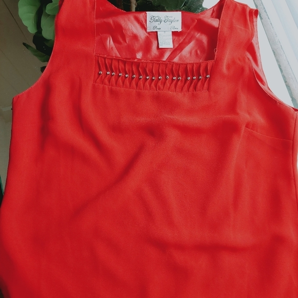 Tally Taylor Red 3 Piece Skirt Suit Embellished Jacket & Flair Skirt Detail Sz 8 - Picture 12 of 12